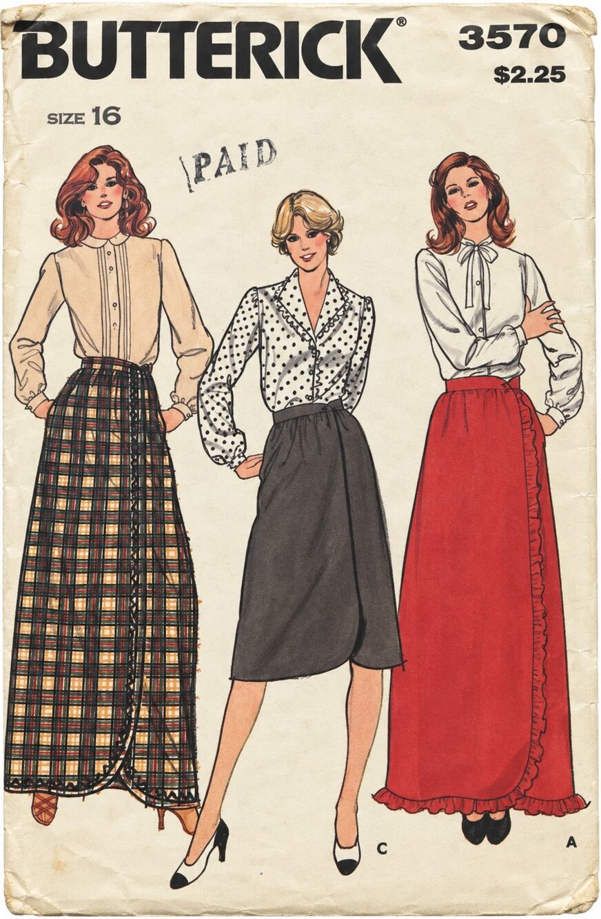 Vtg 1970’s Butterick 3570 Sewing Pattern Wrap Skirt 2 Lengths Plus Size 16 UC